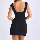 Chic Women's Mini Dress with Deep V-Neck & Ruching
