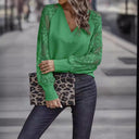 Chic V-Neck Blouse with Lace Sleeves