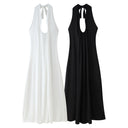 Chic Women's Maxi Dress with Deep V-Neck & Ruffle Accents for Special Occasions