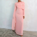 Glamorous Women's Long Sleeve Draped Dress with Flowing Silhouette