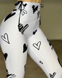 High-Waisted Graphic Heart Leggings for Women