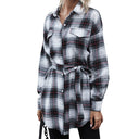 Stylish Women's Checkered Shirt Dress with Adjustable Belt