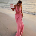 Elegant Women's Long Nightgown with Sheer Lace Details