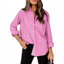 Women's Striped Blouse with Classic Collar Style