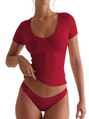Women's V-Neck Short Sleeve Tee - Figure-Flattering Style