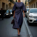 Chic Maxi Dress with Wide Sleeves and Attachment Band