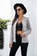 Chic Women's Blazer Jacket with Gold Button Accents