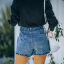 Trendy High-Waist Denim Shorts with Stylish Pockets