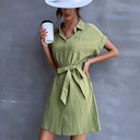 Chic Women's Shirt Dress with Belted Waist