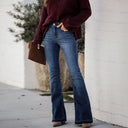 High-Waisted Flared Jeans with Frayed Hem