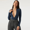Chic Women's Long Sleeve Zipper Bodysuit