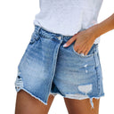 Trendy Women's High-Slit Destroyed Denim Shorts