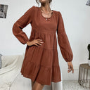 Women's Flowing Midi Dress with Ruffle Details