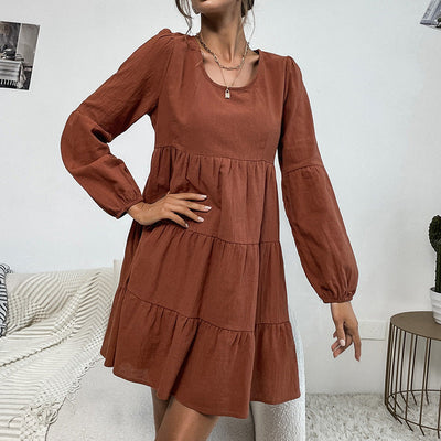 Women's Flowing Midi Dress with Ruffle Details