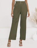 Chic Wide-Leg Pants with Elastic Waist and Button Accents