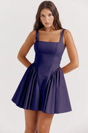 Chic Women's Square Neck Dress with Ruffled Accents