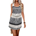 Fashionable Striped Women's Dress with Elastic Waist