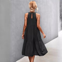 Flared Skirt High Neck Summer Dress for Women