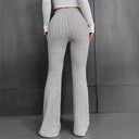 High-Waisted Flared Knit Pants with Ribbed Texture for Women