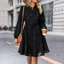 Boho Chic Women's Dress with Button Closure and Tie Belt