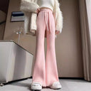 Chic Women's Fluffy Flared Pants with Frayed Hem
