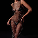 Chic Women's Pearl-Embellished Mesh Top