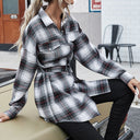 Stylish Women's Checkered Shirt Dress with Adjustable Belt