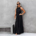 Strapless Maxi Dress with Flowy Skirt Design