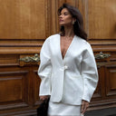 Chic Women's Blazer Jacket with Puff Sleeves