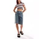 Women's Frayed Hem Denim Bermuda Shorts