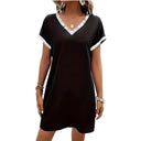 Chic Women's V-Neck Dress with Decorative Hem