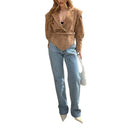 Chic Women's Blazer Jacket with Stylish Connectable Belt