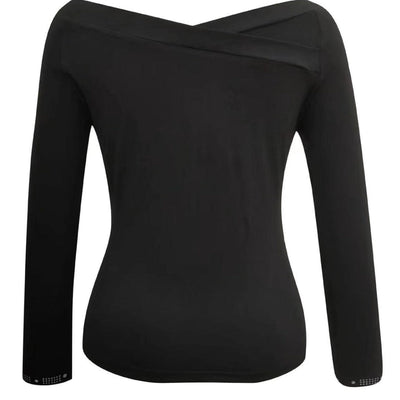 Chic Off-Shoulder Women's Top with Rhinestone Accents