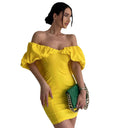 Off-Shoulder Mini Dress with Ruffled Hem for Women