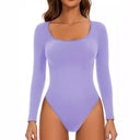 Women's Long Sleeve Deep Neck Bodysuit - Stylish & Chic Design
