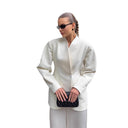 Chic Women's Blazer Dress with V-Neck & Stylish Pockets