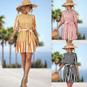 Striped Women's Shirt Dress with Fitted Belt