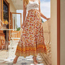 Handcrafted Pattern Women's Maxi Skirt with Elastic Waistband