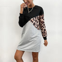Animal Print Asymmetric Sweatshirt Dress for Women