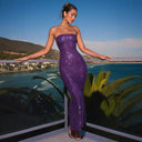 Stunning Bandeau Evening Dress with Sequins
