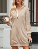 Chic Women's High Collar Dress with Pockets