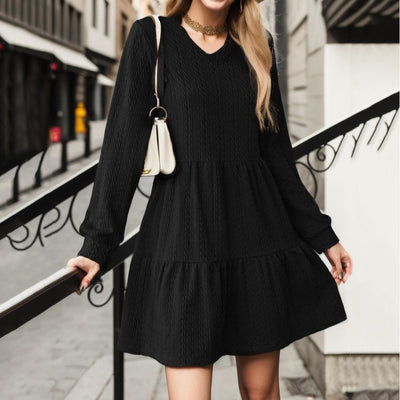 Chic Women's V-Neck Ruffle Dress