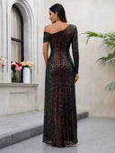 Chic Asymmetrical Evening Dress with Dazzling Embellishments