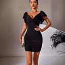 Chic V-Neck Mini Dress with Ruffle Accents