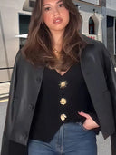 Chic Women's Blazer with Decorative Buttons