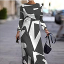 Graphically Designed Women's Long Sleeve Dress