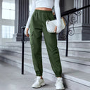 Women's Elastic Waist Cargo Pants with Side Pockets