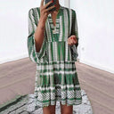 Graphic Pattern Women's Wrap Dress with Statement Sleeves