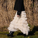 Stylish Women's Ruffle Tiered Midi Skirt with Elastic Waist