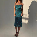 Chiffon Midi Dress with Spaghetti Straps for Women